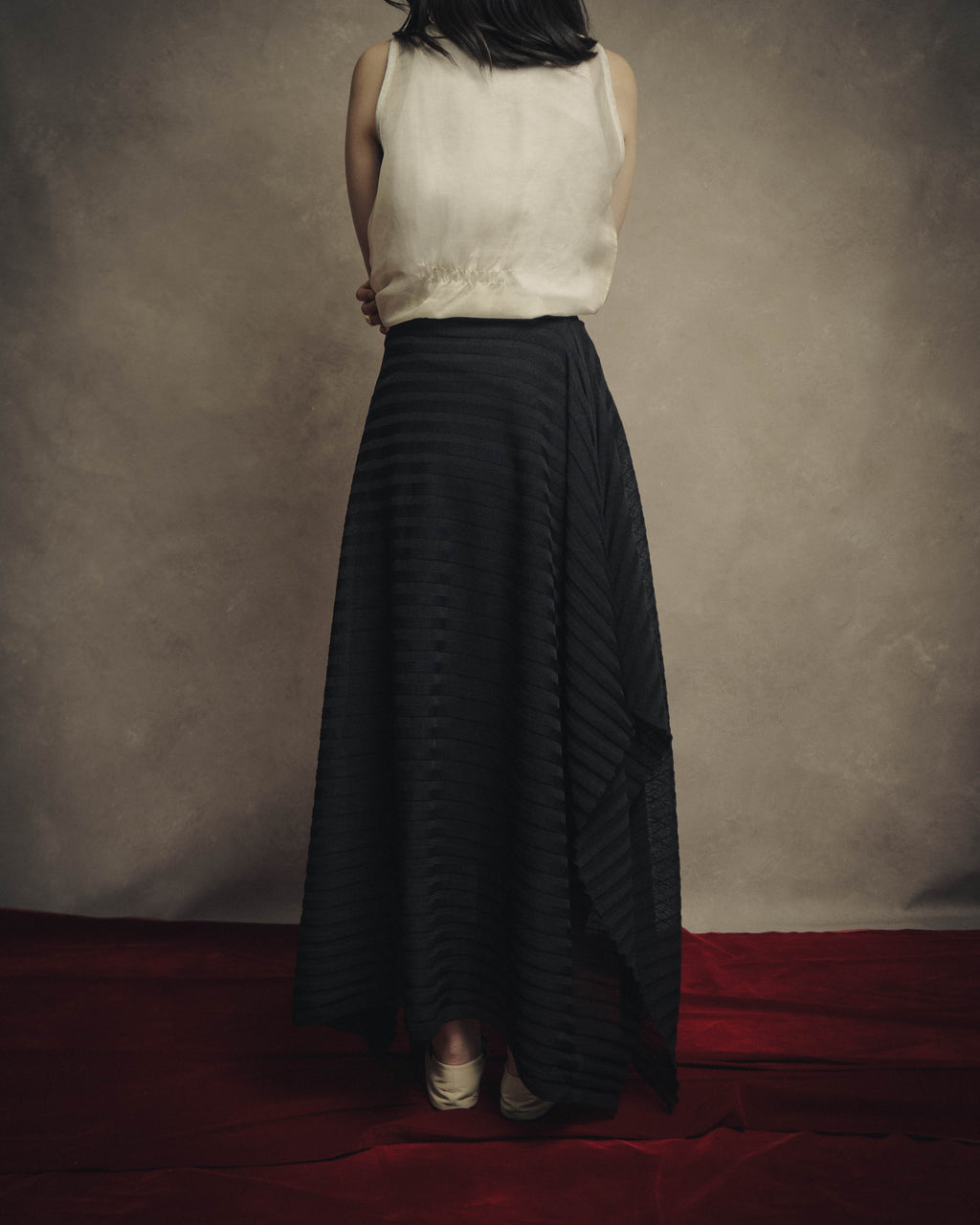 -SPECIAL- “Christian Dior“ 00’s-10’s Sheer ribbed asymmetric long skirt