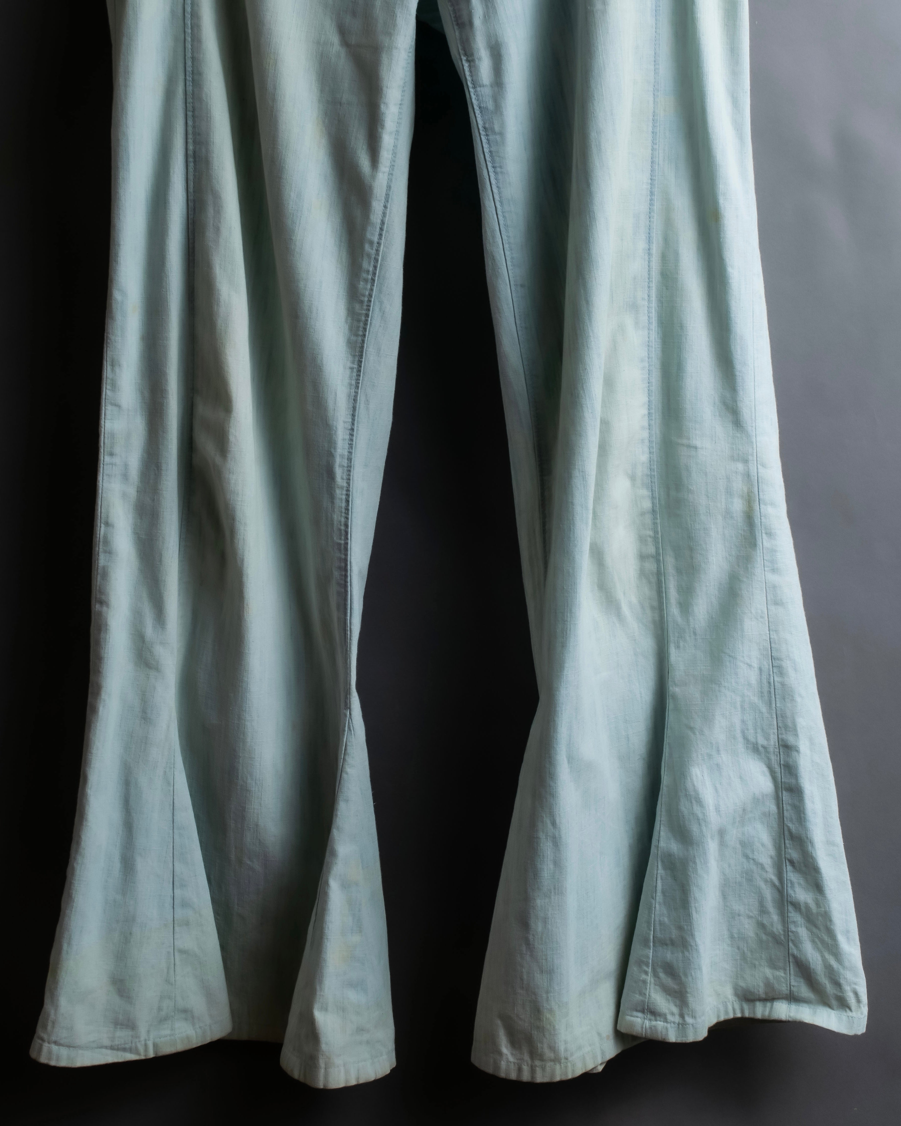 "CHANEL" Coco Mark button detail washed flared denim