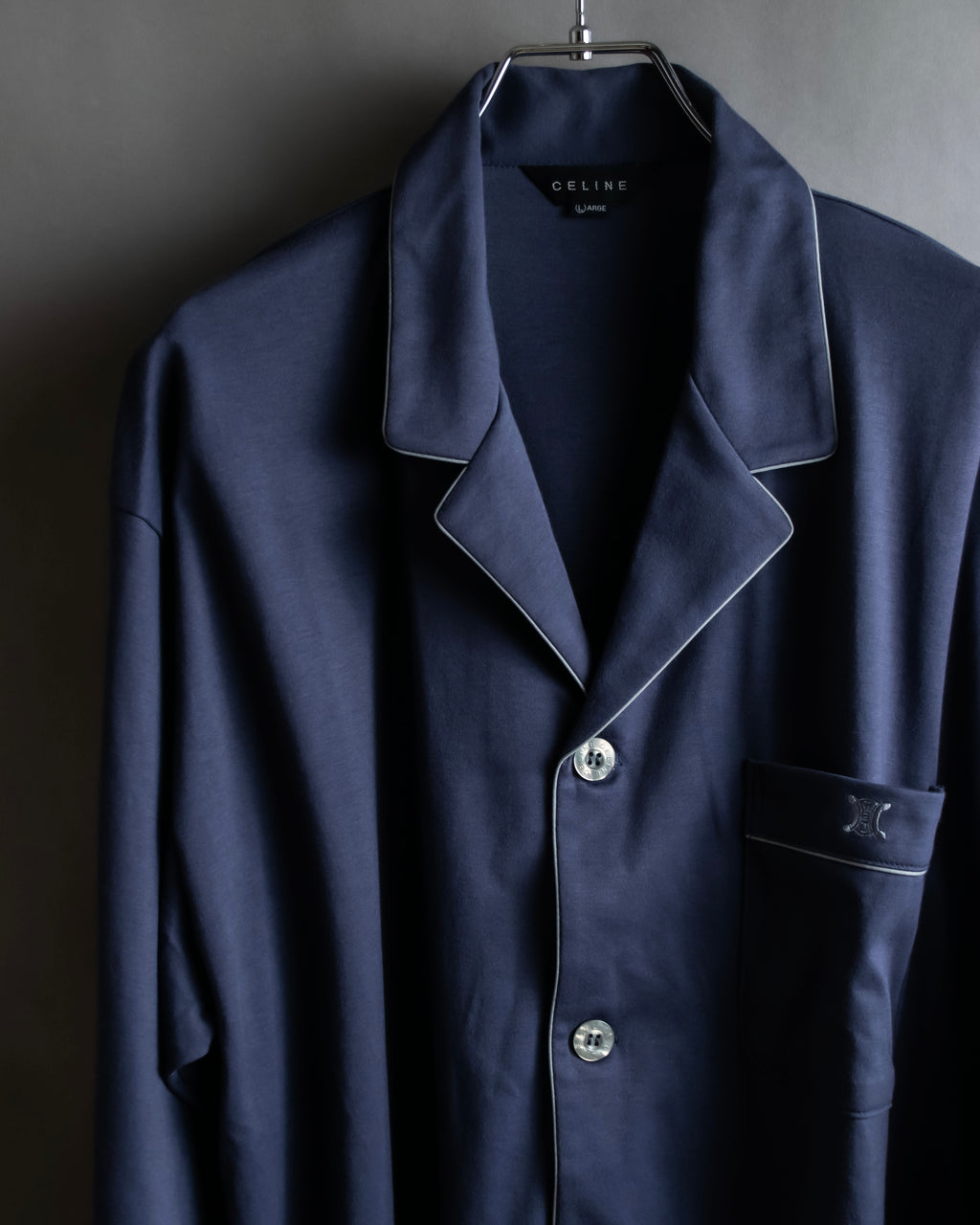 "CELINE" Piping design blue pajama set up