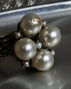 "GUCCI" Interlocking G design gold pearl ring