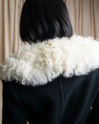 "HELMUT LANG" Fur collar belted long coat