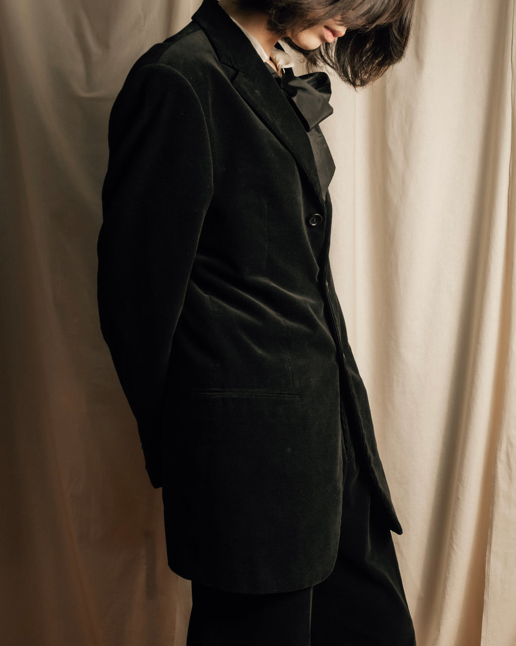 "ARMANI COLLEZIONI" Black corduroy relaxed set up