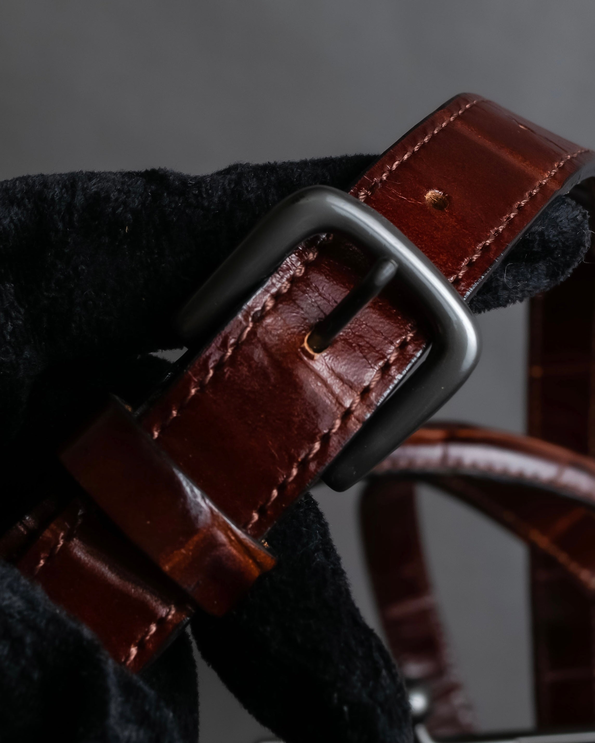 "JEAN PAUL GAULTIER" Logo engraved crocodile embossed 2way leather bag