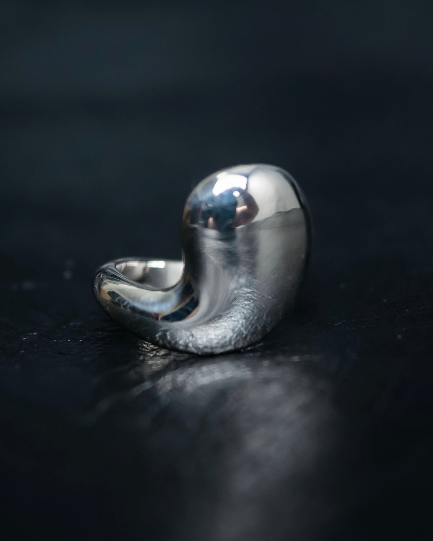 “Georg Jensen” Curved drop shaped silver ring