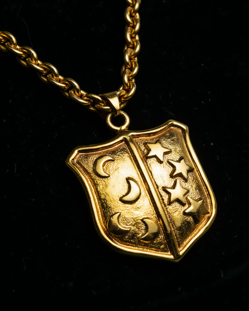 "CELINE" Moon & star top motif gold necklace