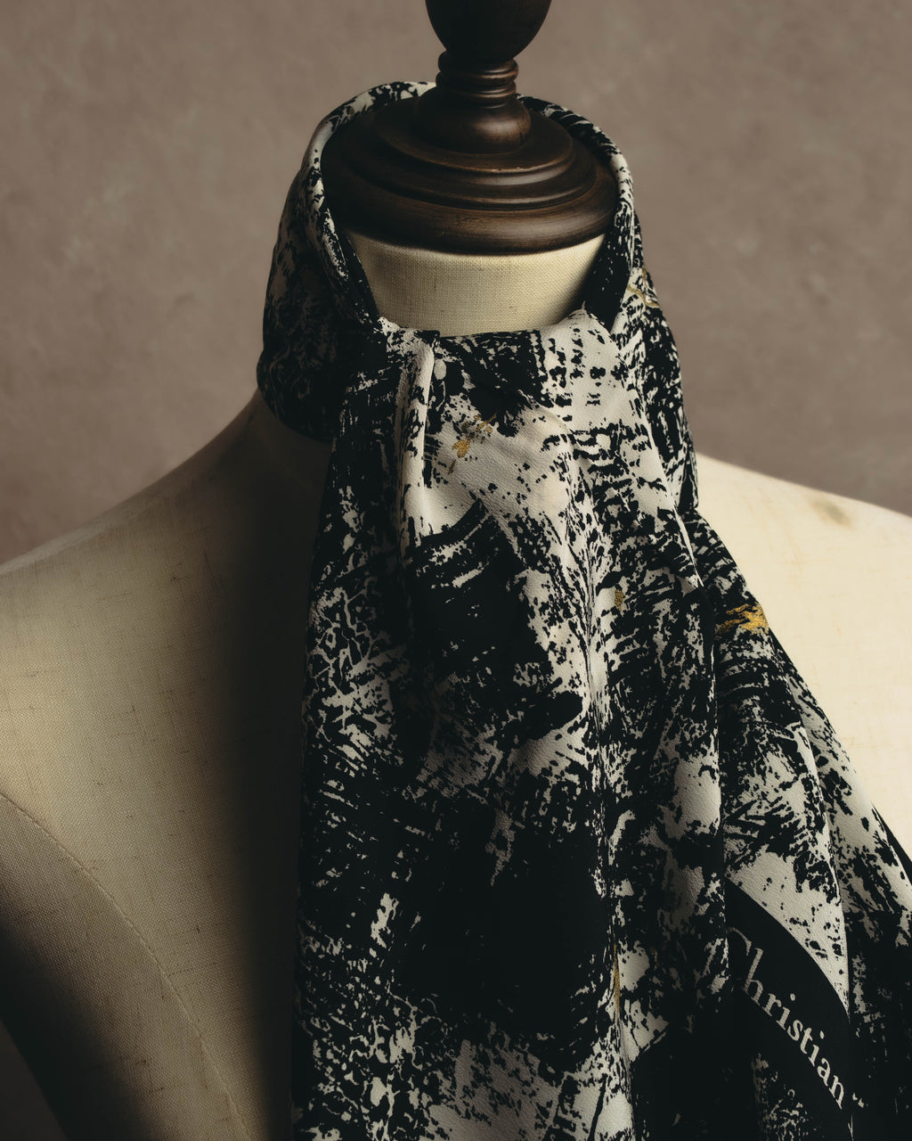 "Christian Dior" 80's-90's Artful abstract silk scarf