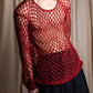 "Y's" Vivid red color mesh knit pullover