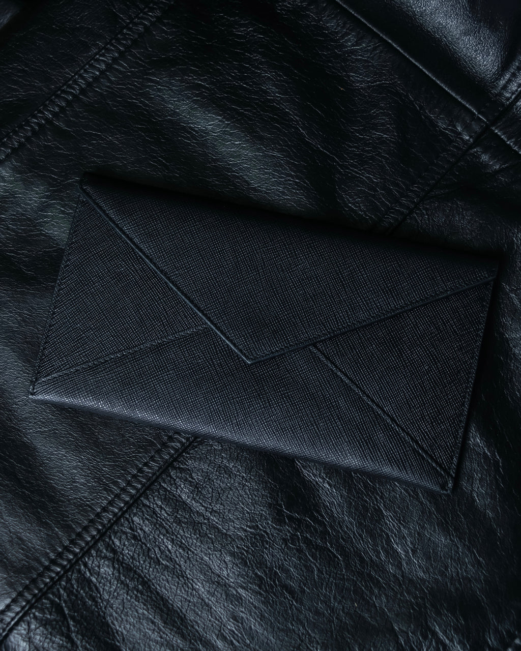 “PRADA” Letter-shaped gold-lined leather document case