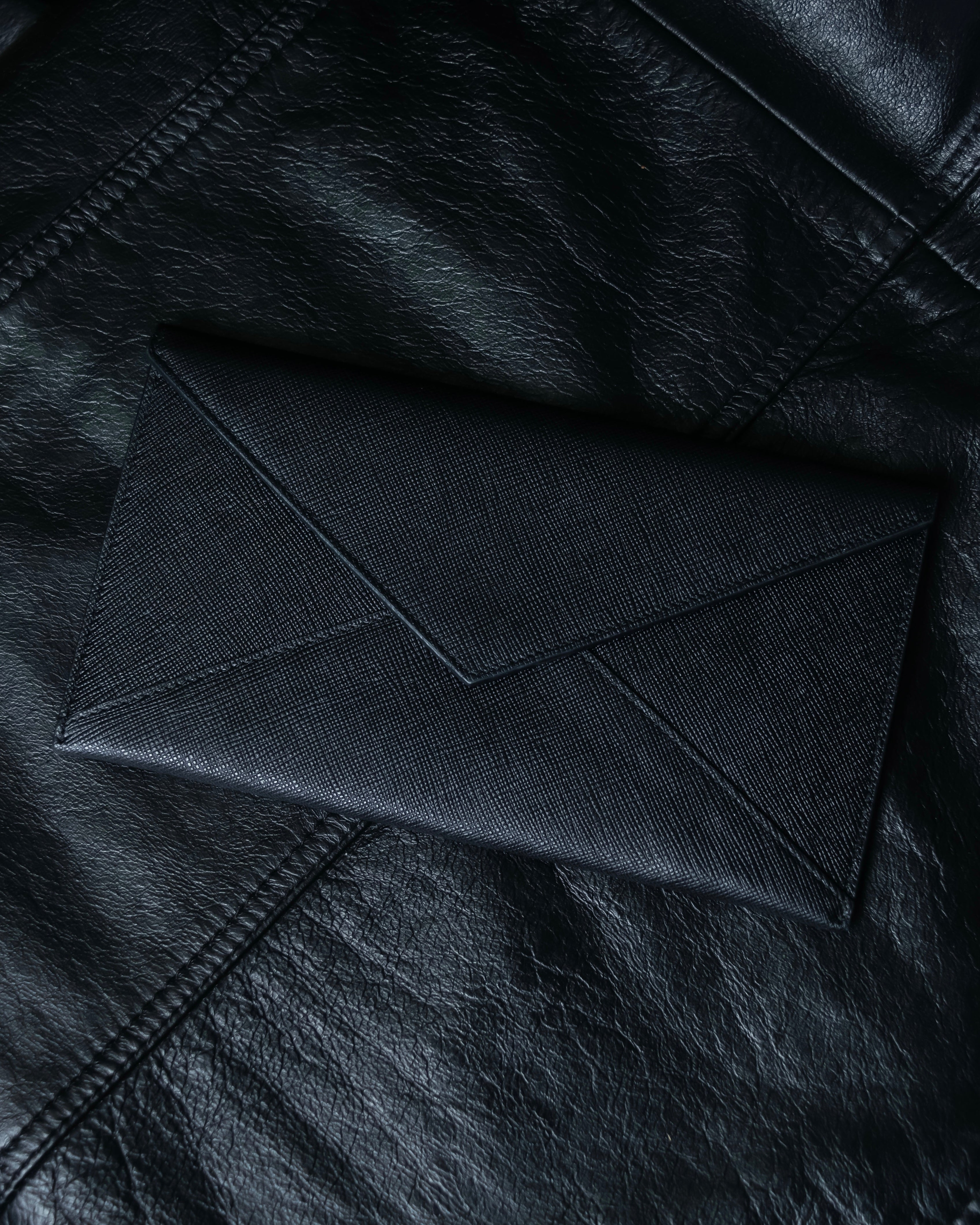 “PRADA” Letter-shaped gold-lined leather document case