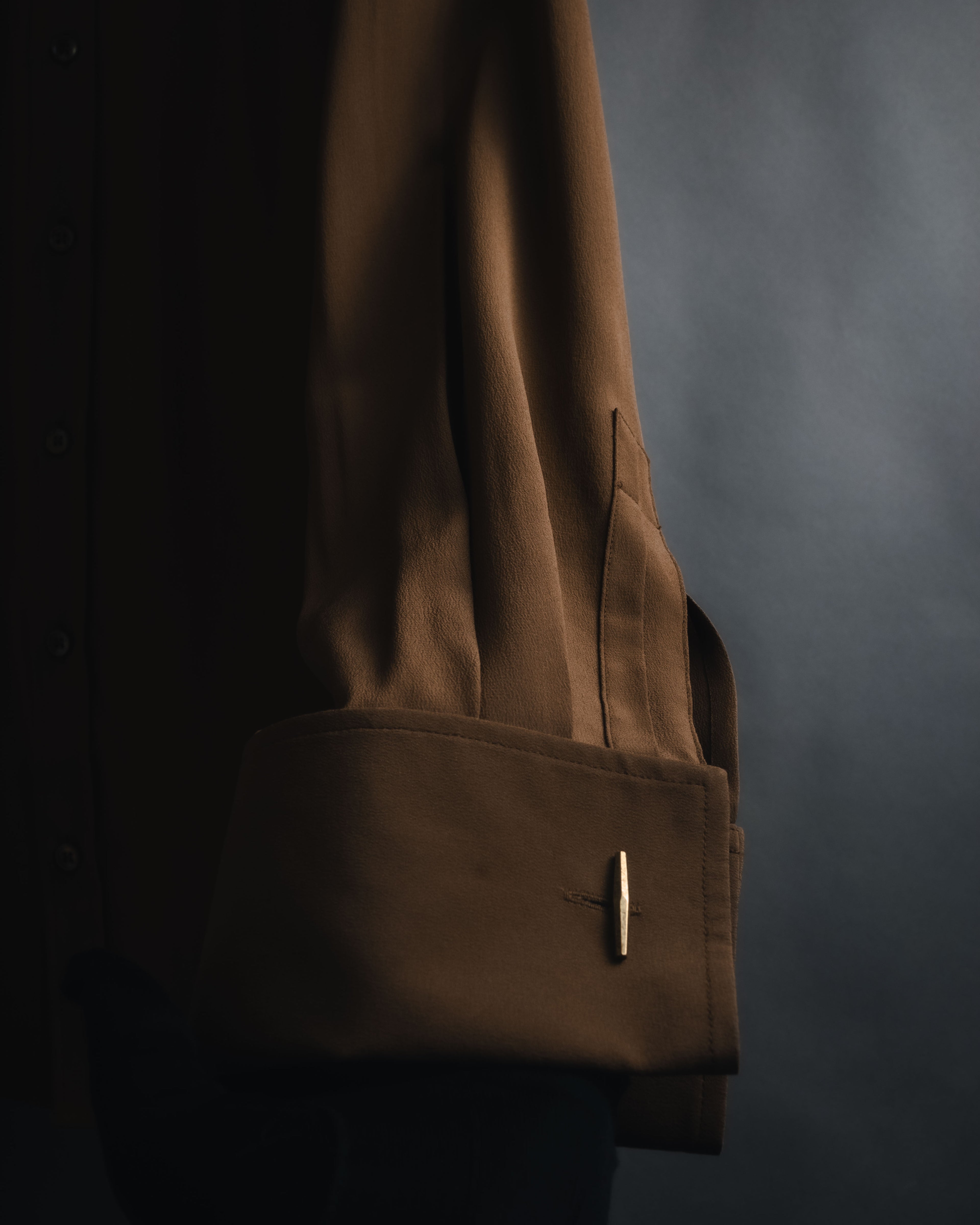 "SAINT LAURENT" 2021AW silk crepe de chine french-cuff shirt