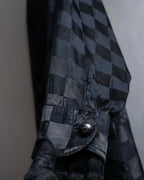 "FENDI JEANS" Logo engraved check pattern glossy shirt