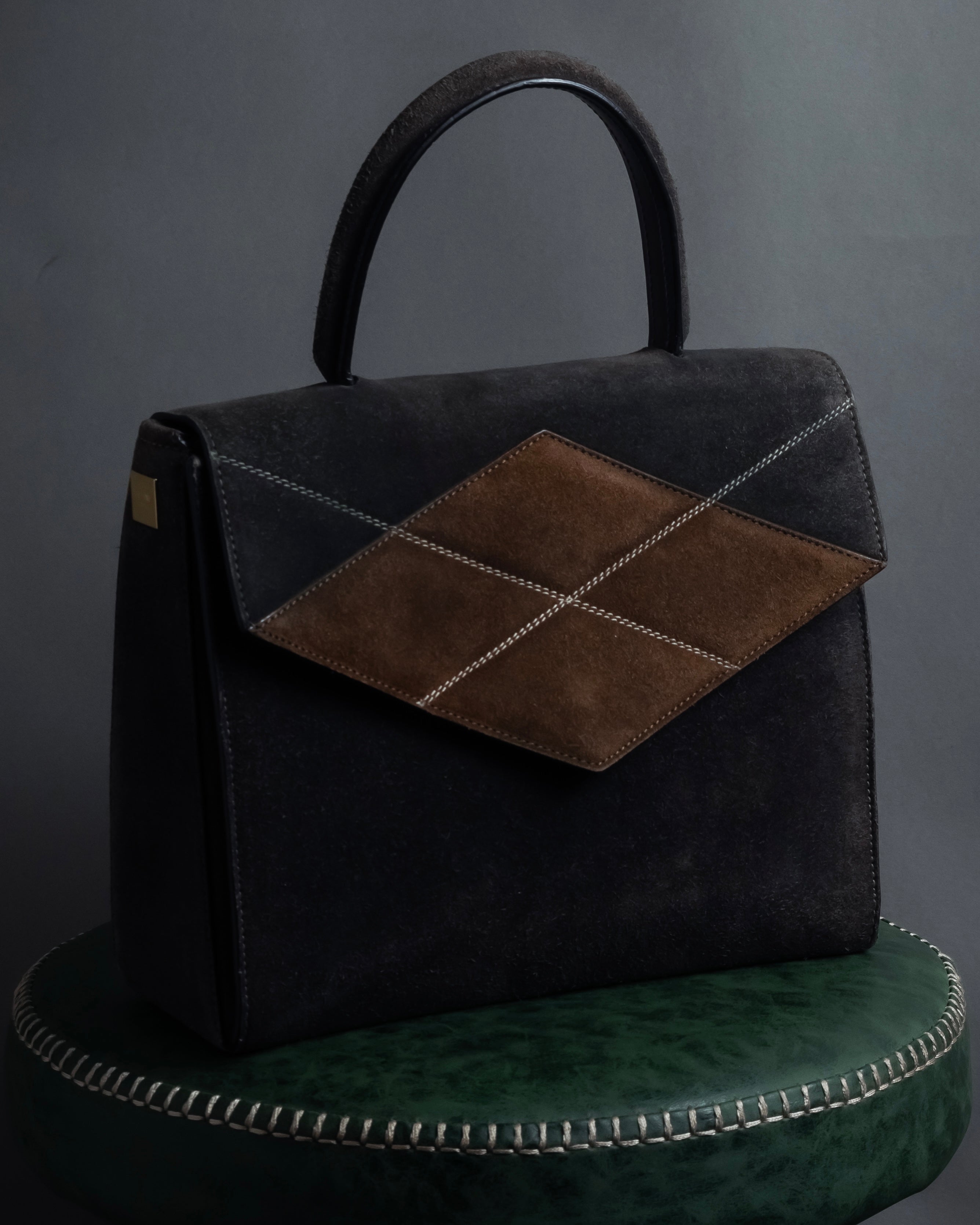"CELINE" Losange design suede combination bag