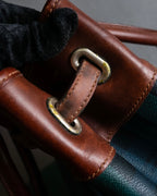 "Ralph Lauren" Blackwatch check canvas leather combination bag