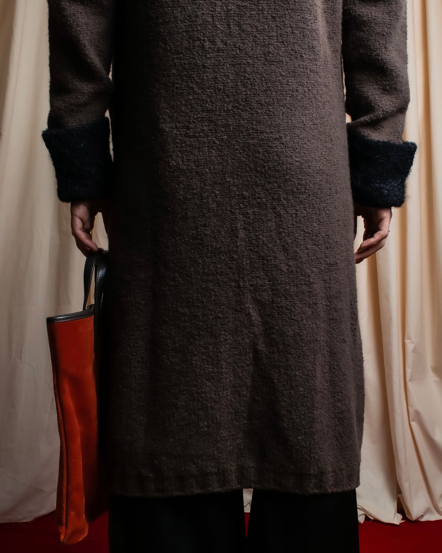 "Composition by KENZO" Fuzzy material cleric design knit coat