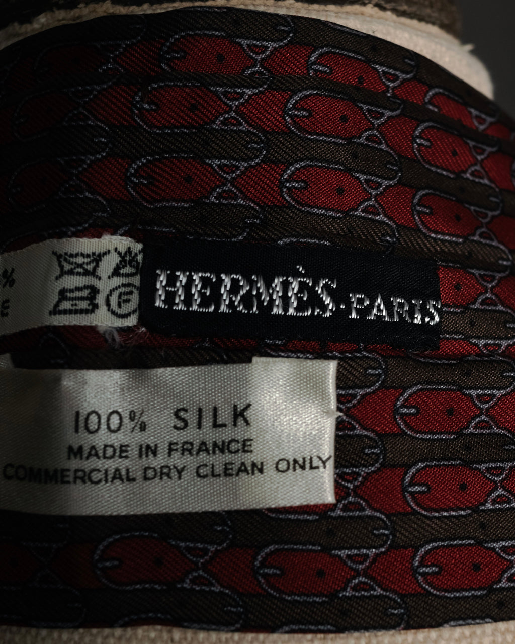 “HERMES” 80’s-90’s Bit motif geometric silk stole