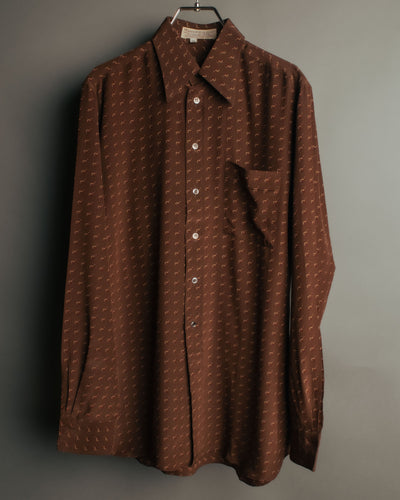 “GUCCI” 70’s horsebit monogram silk shirt