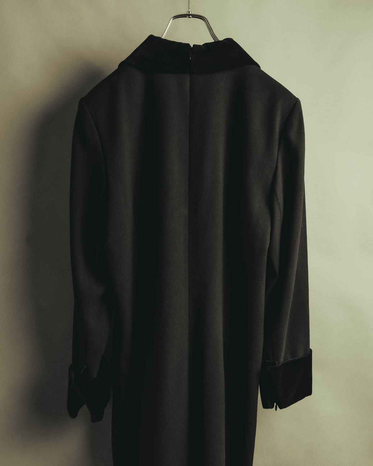 "CELINE" 80's Velvet collar maxi coat dress