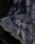 Fur switching design suede long coat