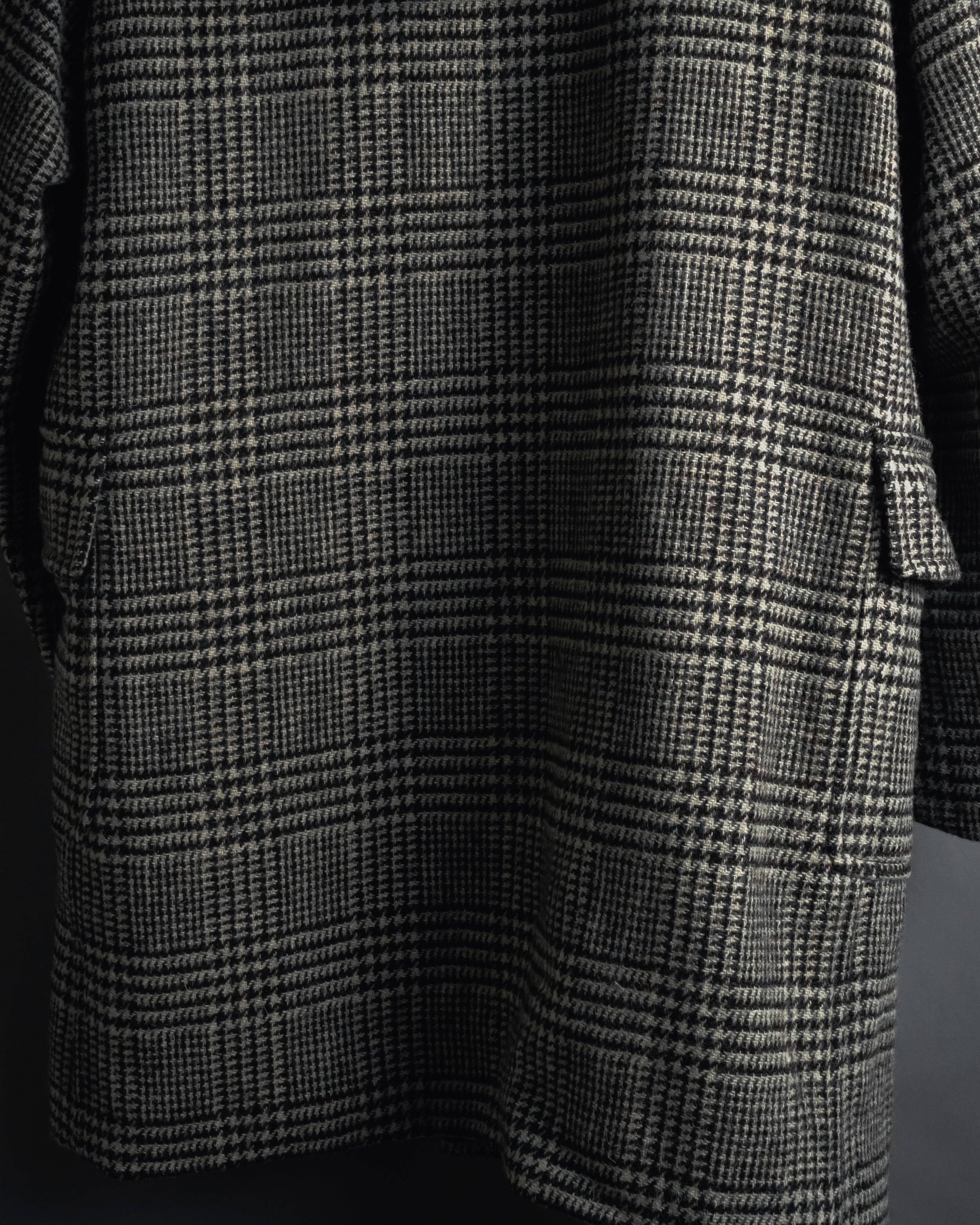 “Harris Tweed” Hooded plaid duffle coat