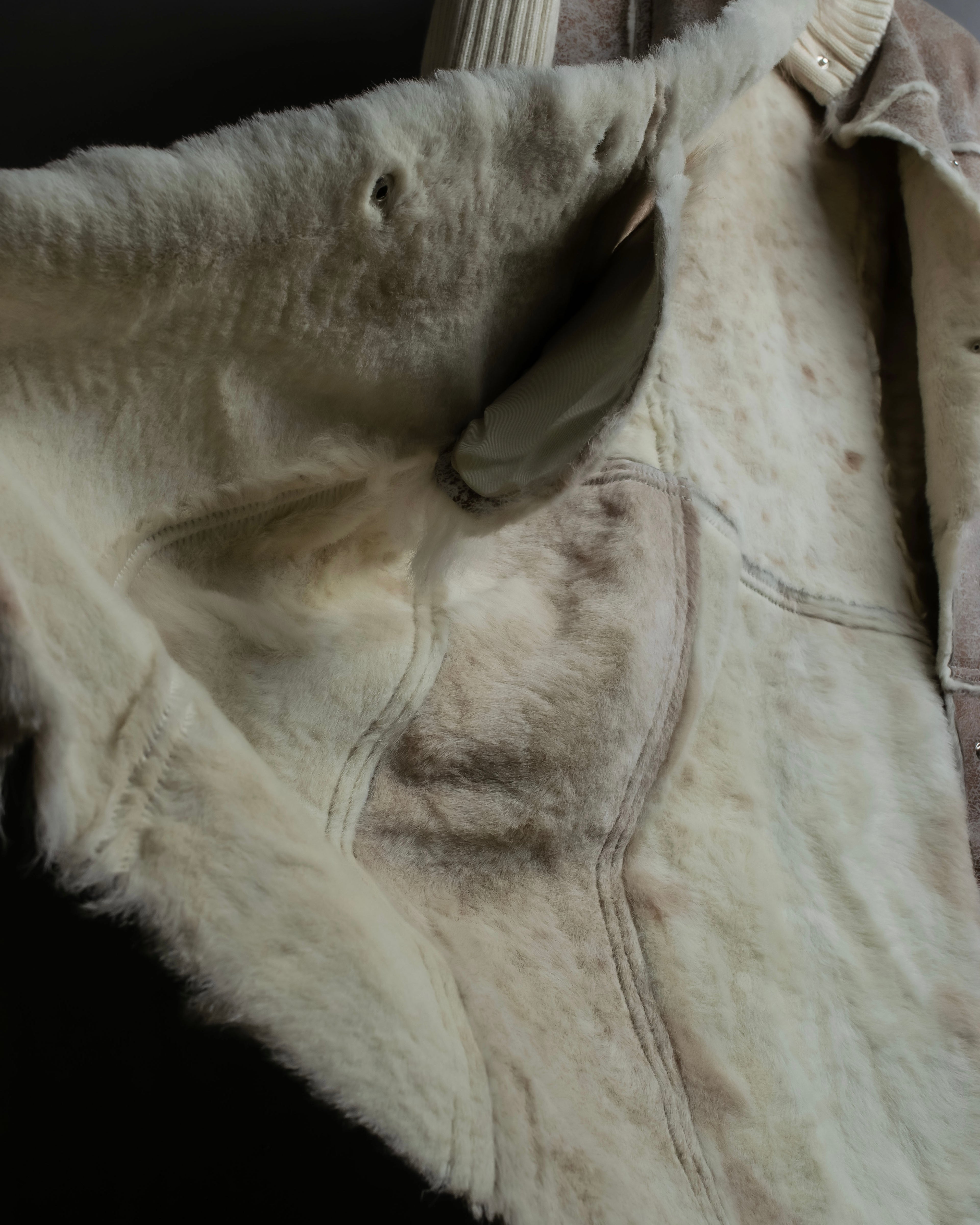 "Dolce &amp; Gabbana" Mouton &amp; knit combination design coat