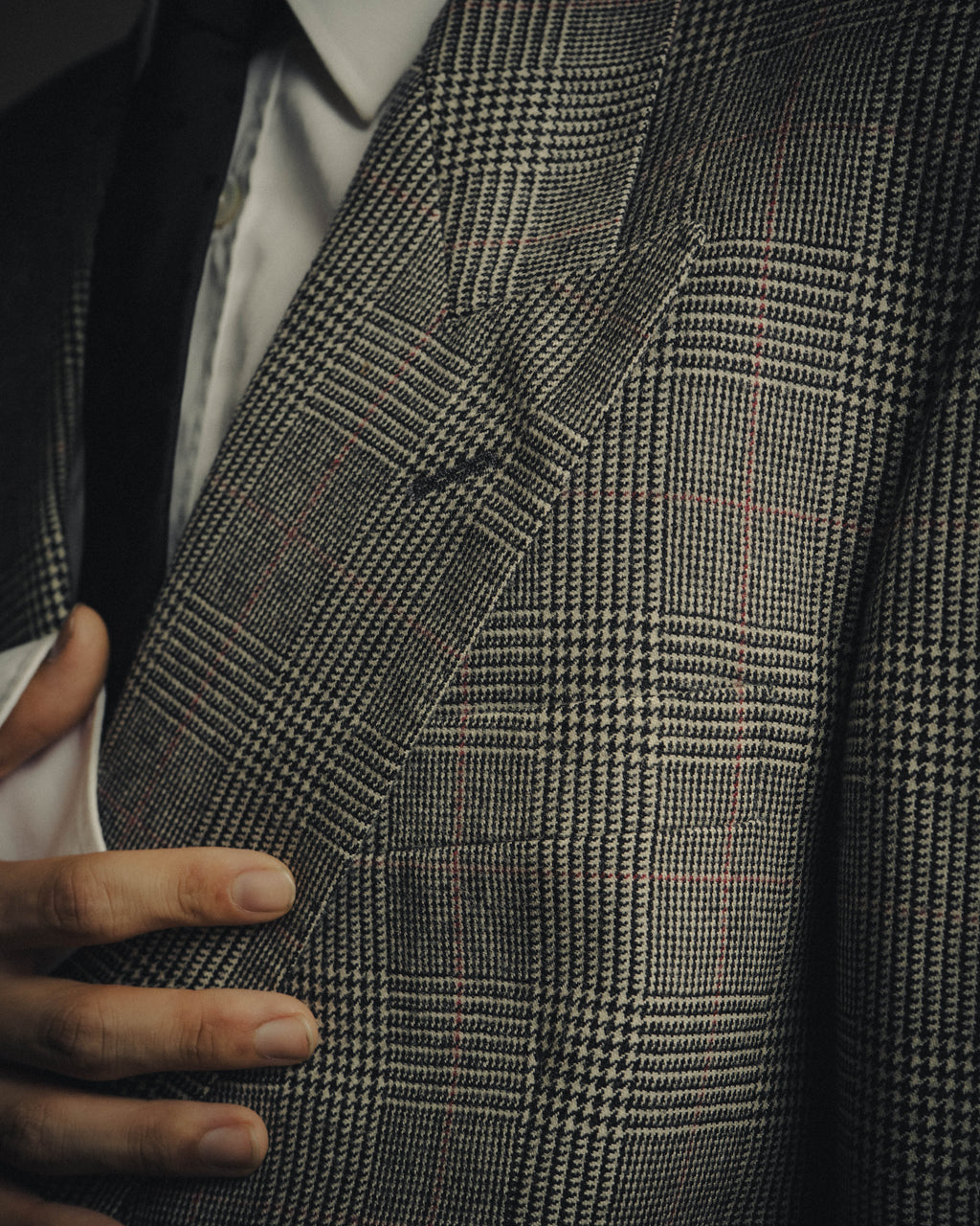 -MOOD MILLÉSIMES- 80’s-90’s Prince of Wales check wool double-breasted setup suit