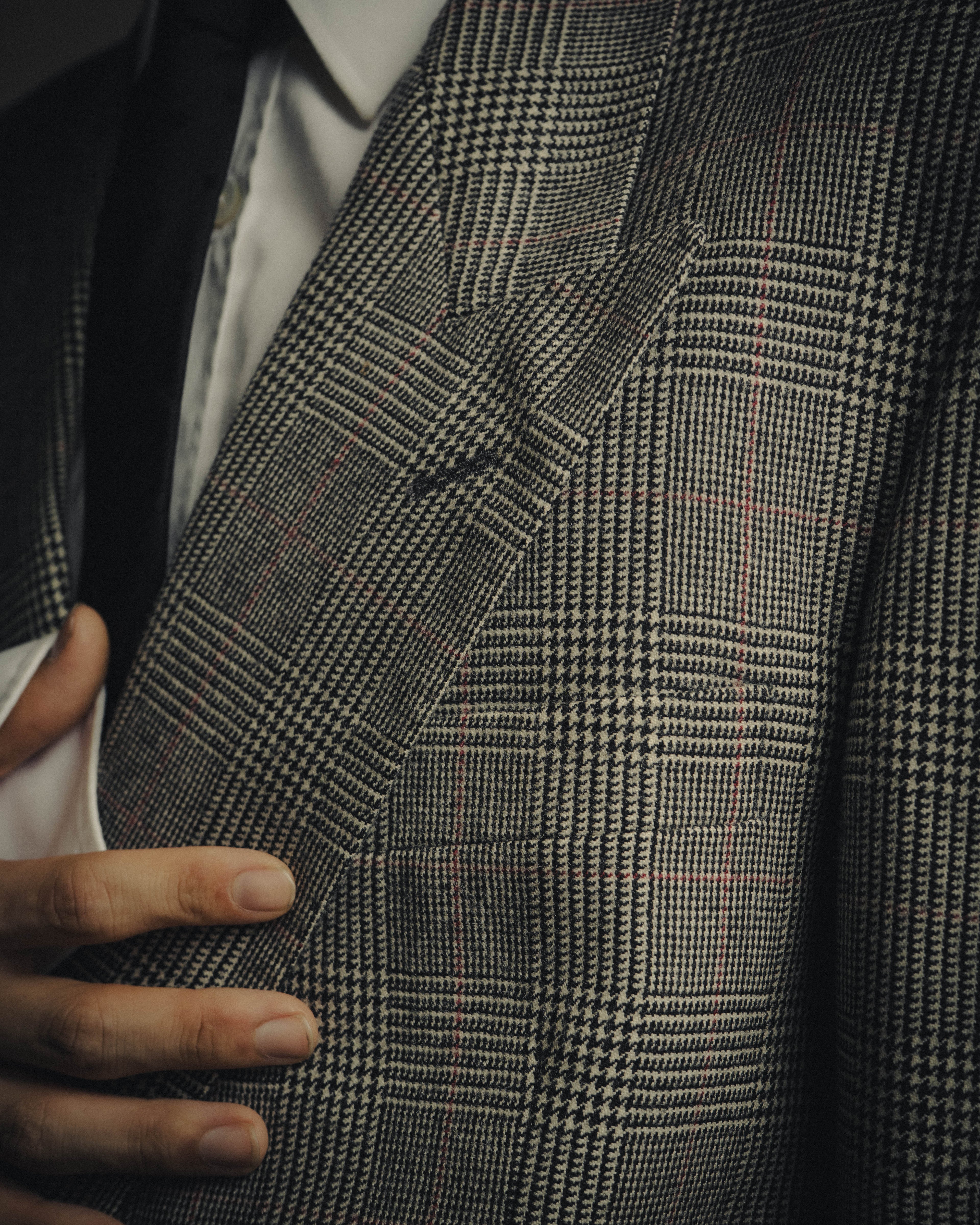 -MOOD MILLÉSIMES- 80’s-90’s Prince of Wales check wool double-breasted setup suit