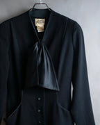 "HERMES" Ribbon scarf detail shaped coat