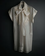 -SPECIAL- “VALENTINO ROMA” 2000’s sheer bow tie ruffled blouse