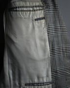 "HERMES" 90’s belvest silk wool linen peak lapel tailored jacket