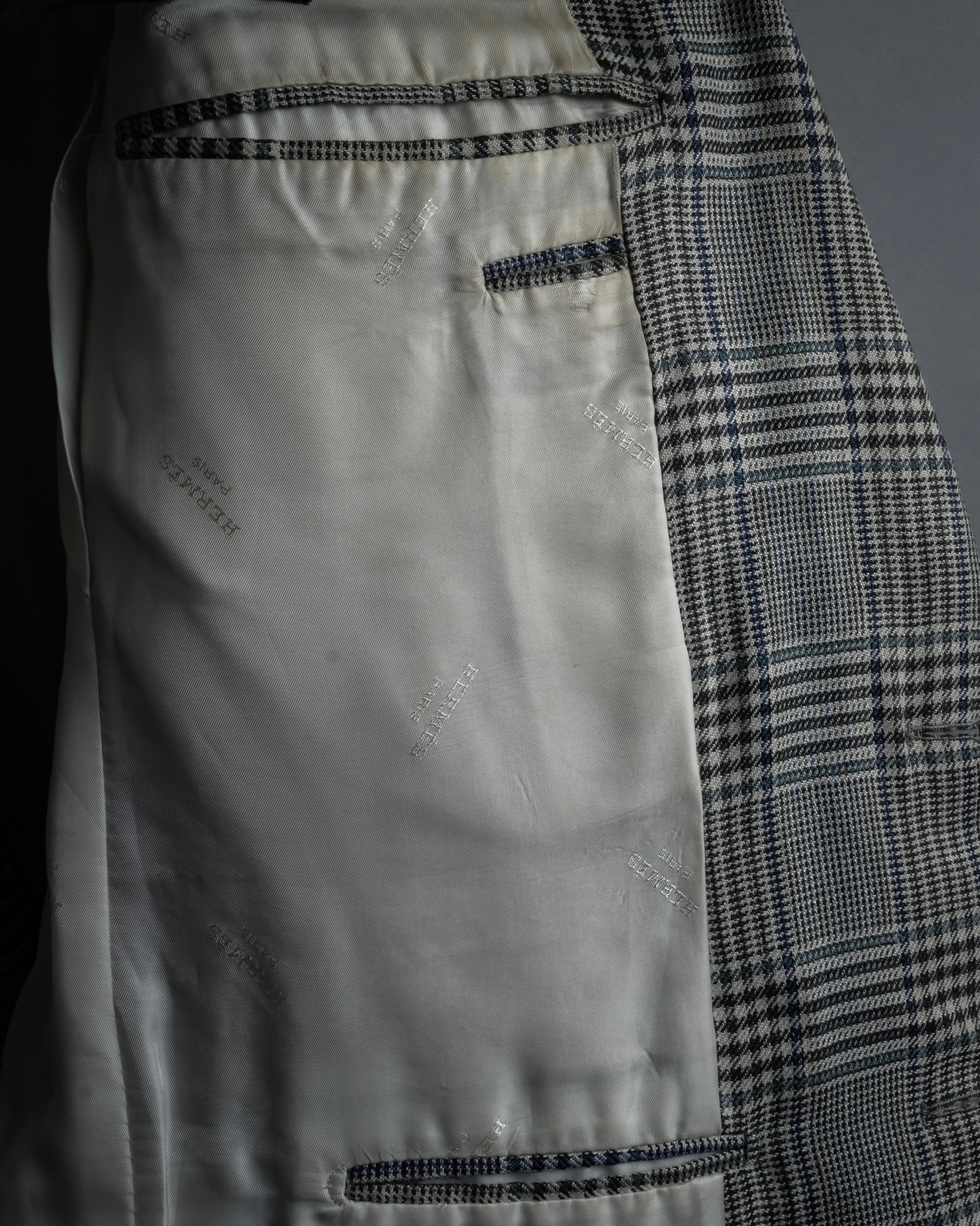 "HERMES" 90’s belvest silk wool linen peak lapel tailored jacket