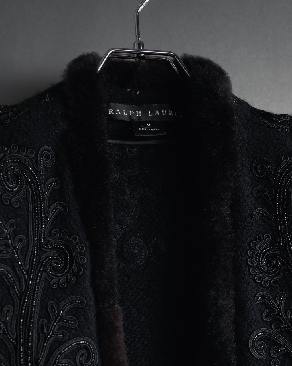 Chaqueta de piel con bordado de cuentas de los años 00 de Ralph Lauren