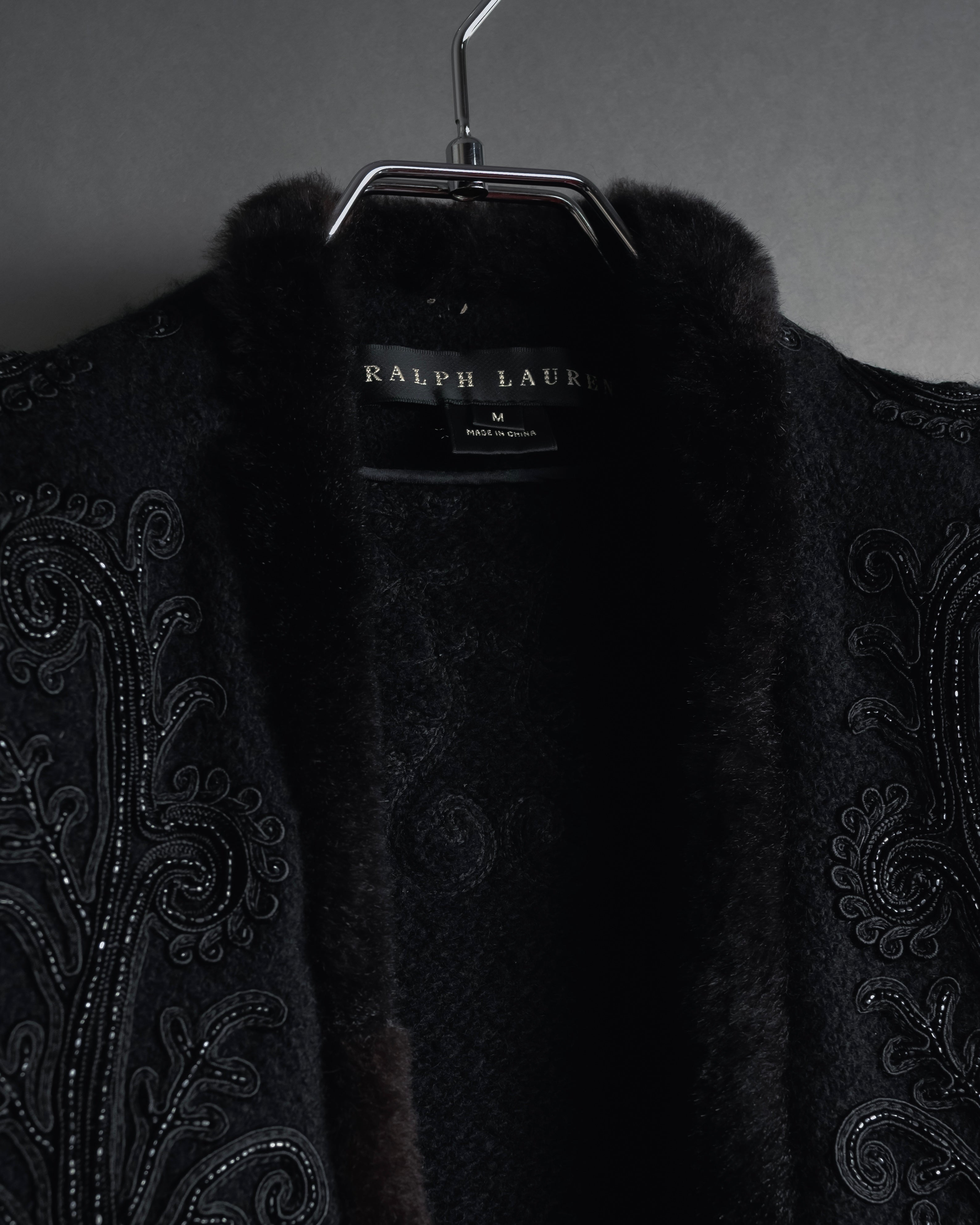 Chaqueta de piel con bordado de cuentas de los años 00 de Ralph Lauren