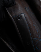 “KENZO” 80’s Folkloric shearling-lined leather long coat