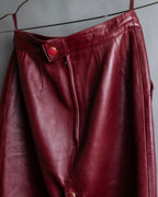 "LOEWE" Burgundy leather front button middle skirt