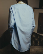 -SPECIAL- "GUCCI" 2010's-20's Pearl embellished detachable collar striped long shirt