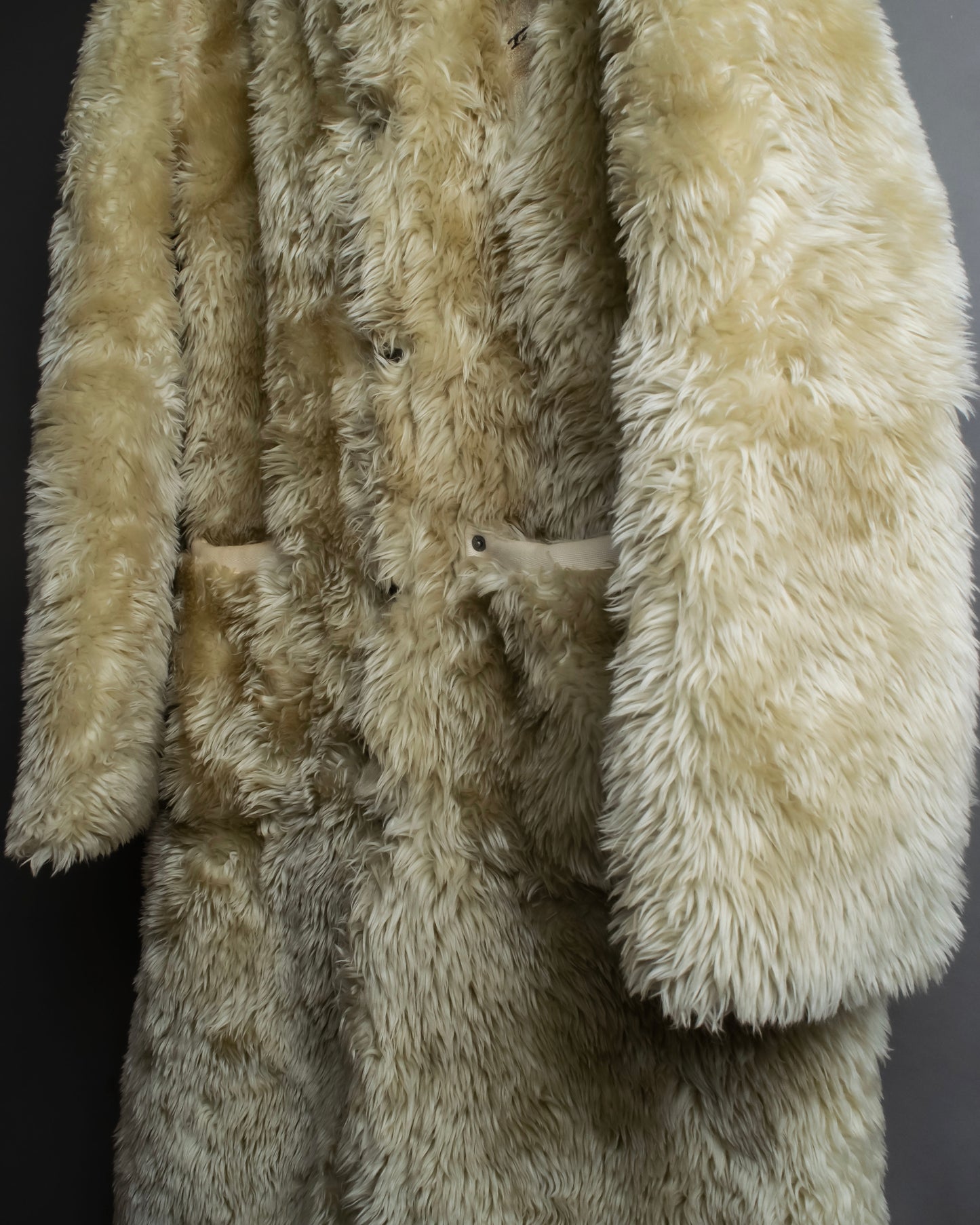 "DIESEL" Double zipper hooded long fur coat