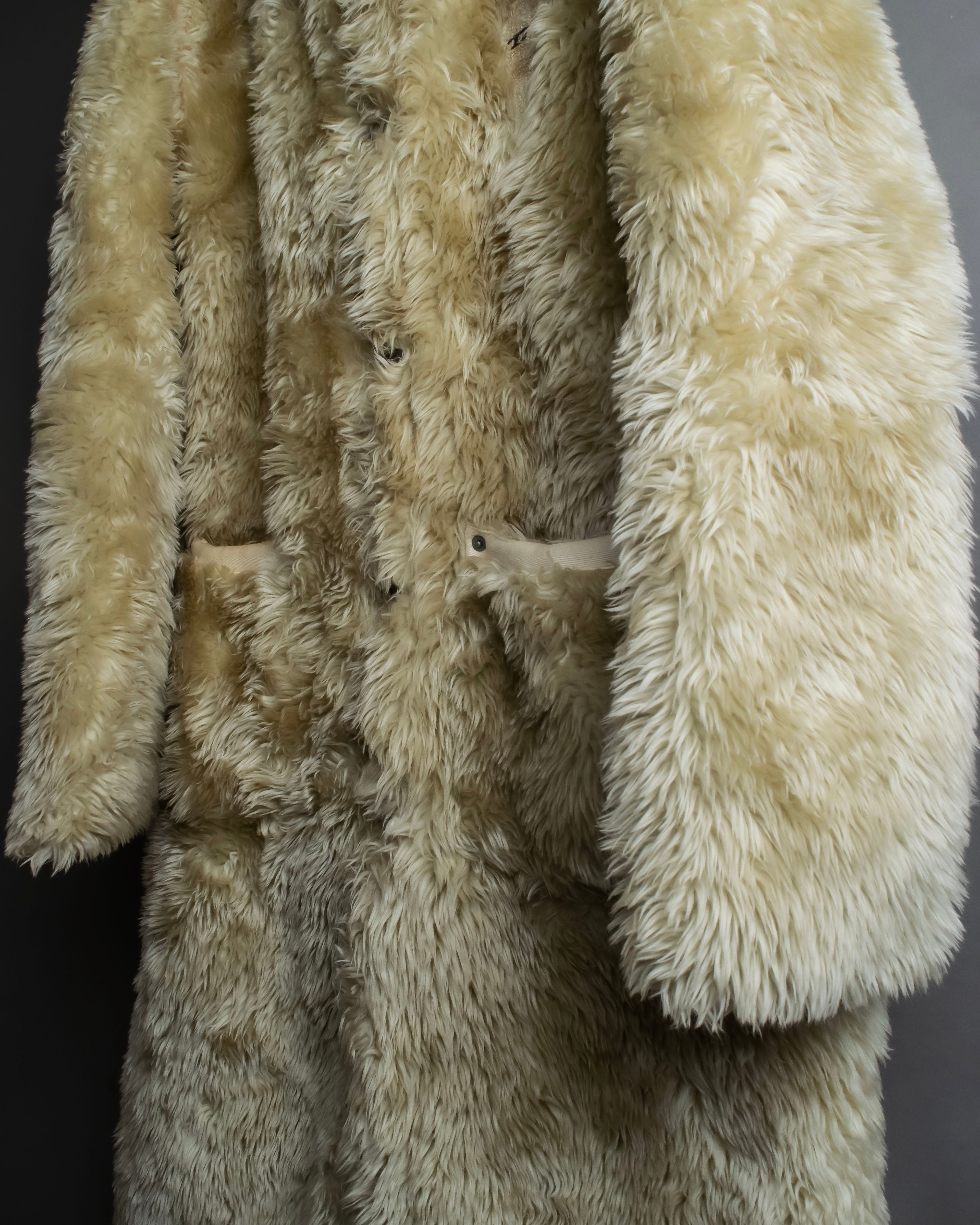 "DIESEL" Double zipper hooded long fur coat