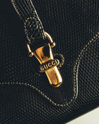 "GUCCI" 60's-70's Glossy lizard embossed leather shoulder bag