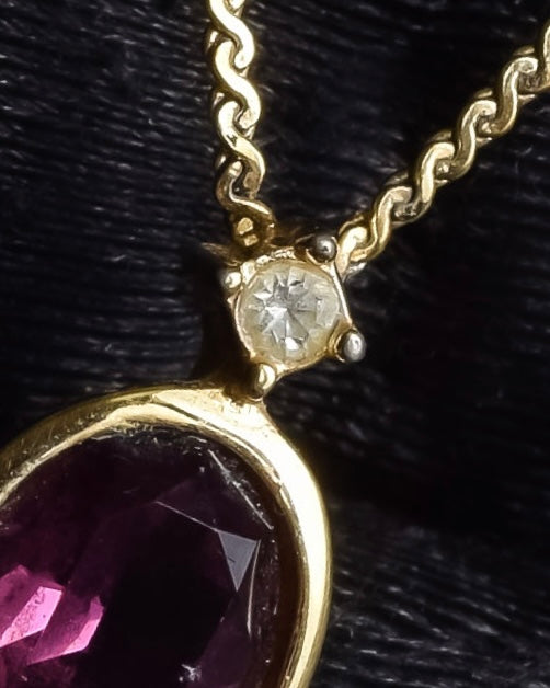 "Christian Dior" Teardrop garnet set gold necklace