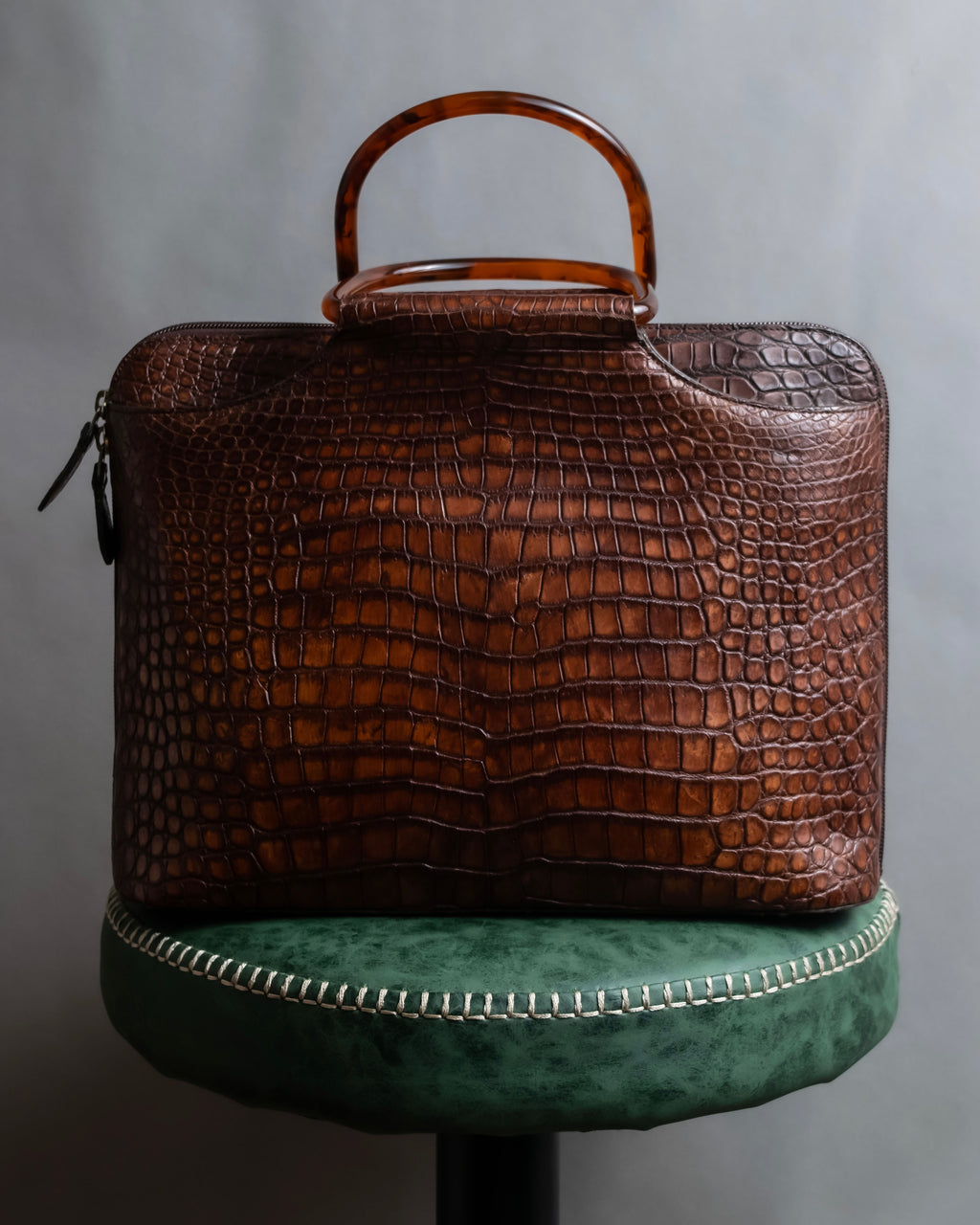 "Furdi" Crocodile embossed leather handbag