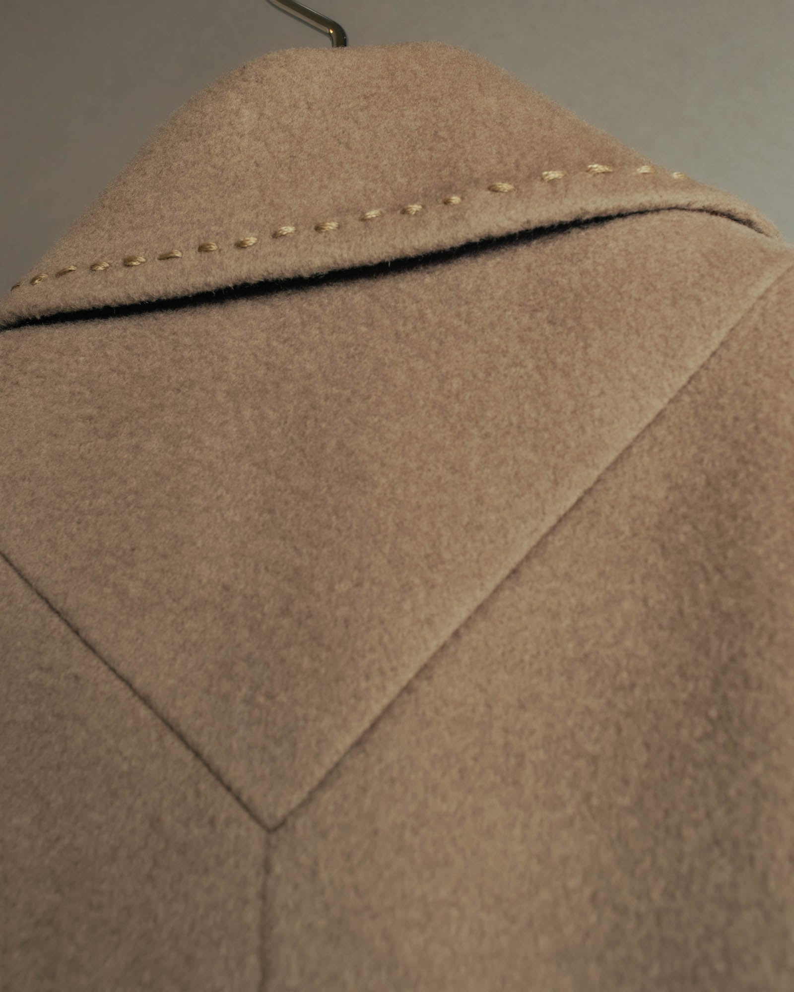 -SPECIAL- "FENDI" 90's-00's Cashmere blend long coat with leather contrast