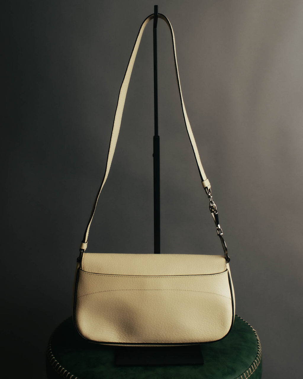 "PRADA" 90's-00's Cream pebbled leather shoulder bag