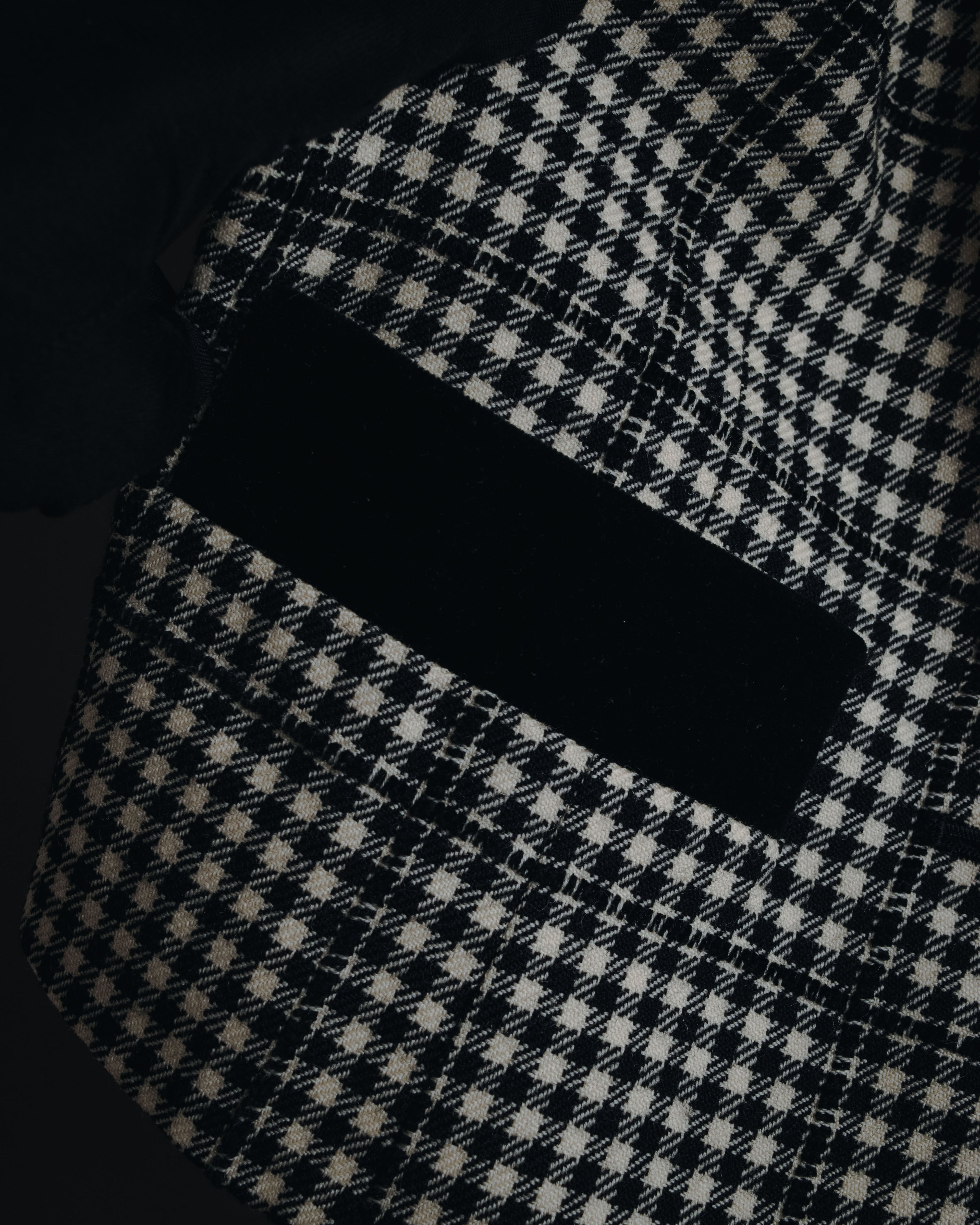 –SPECIALS– "Yves Saint Laurent" 90’s Mid gingham check velvet lapel tailored vest