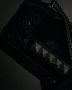 –SPECIAL– "VALENTINO GARAVANI" 2010’s Noir rockstud exotic patchwork chain bag