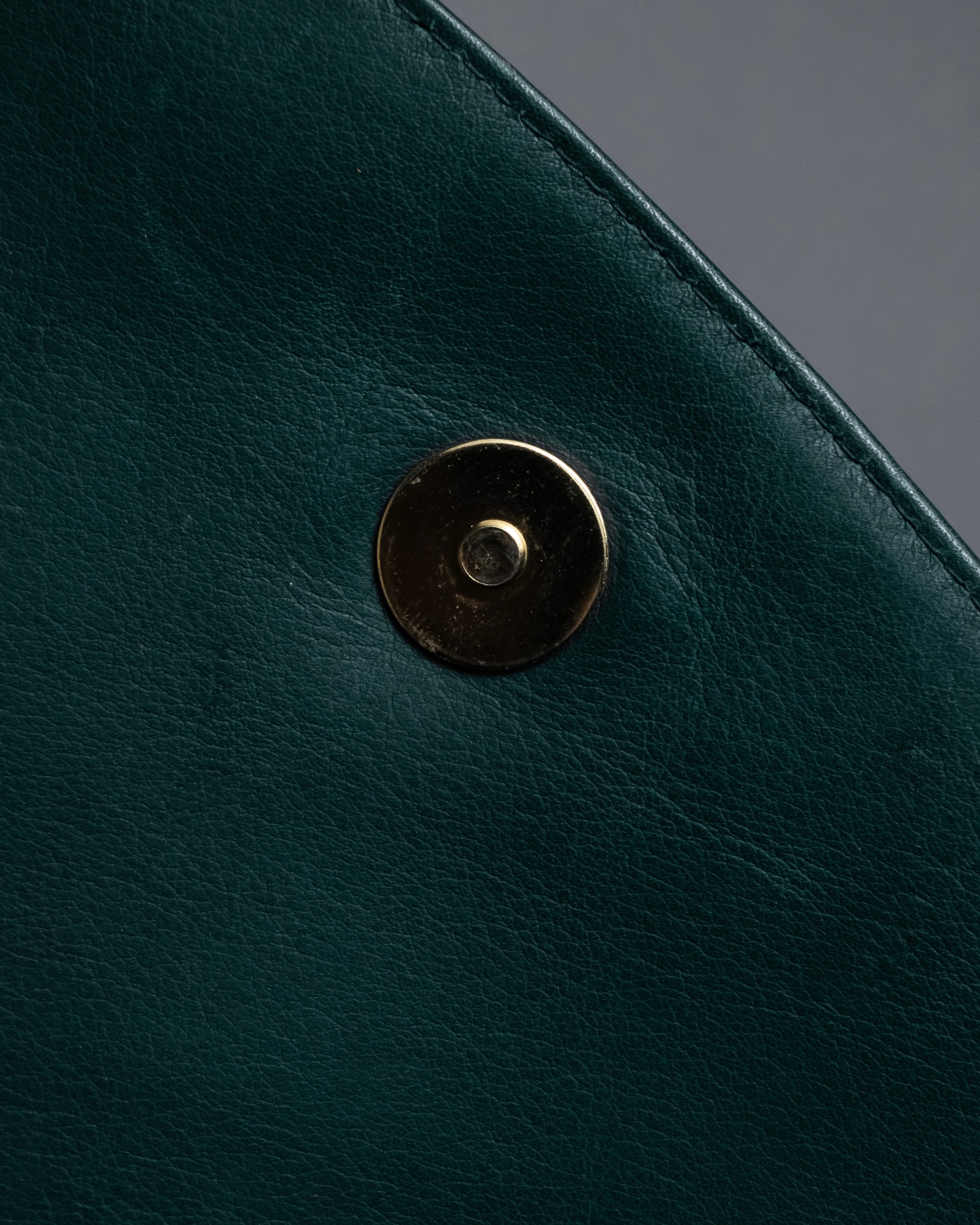 "Valentino Garavani" 80's Knot detail logo engraved dark green leather bag