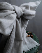 "Chloe" Fringe design light gray sheer material stole