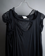 "RED VALENTINO" Distressed tulle skirt docking long pullover