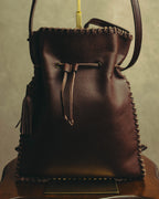 “YVES SAINT LAURENT“ 90’s-00’s Leather drawstring shoulder bag