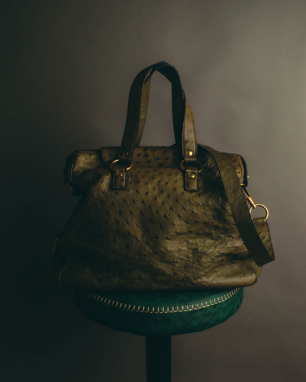 -SPECIAL- “YVES SAINT LAURENT” 00’s-10’s Ostrich leather top handle satchel