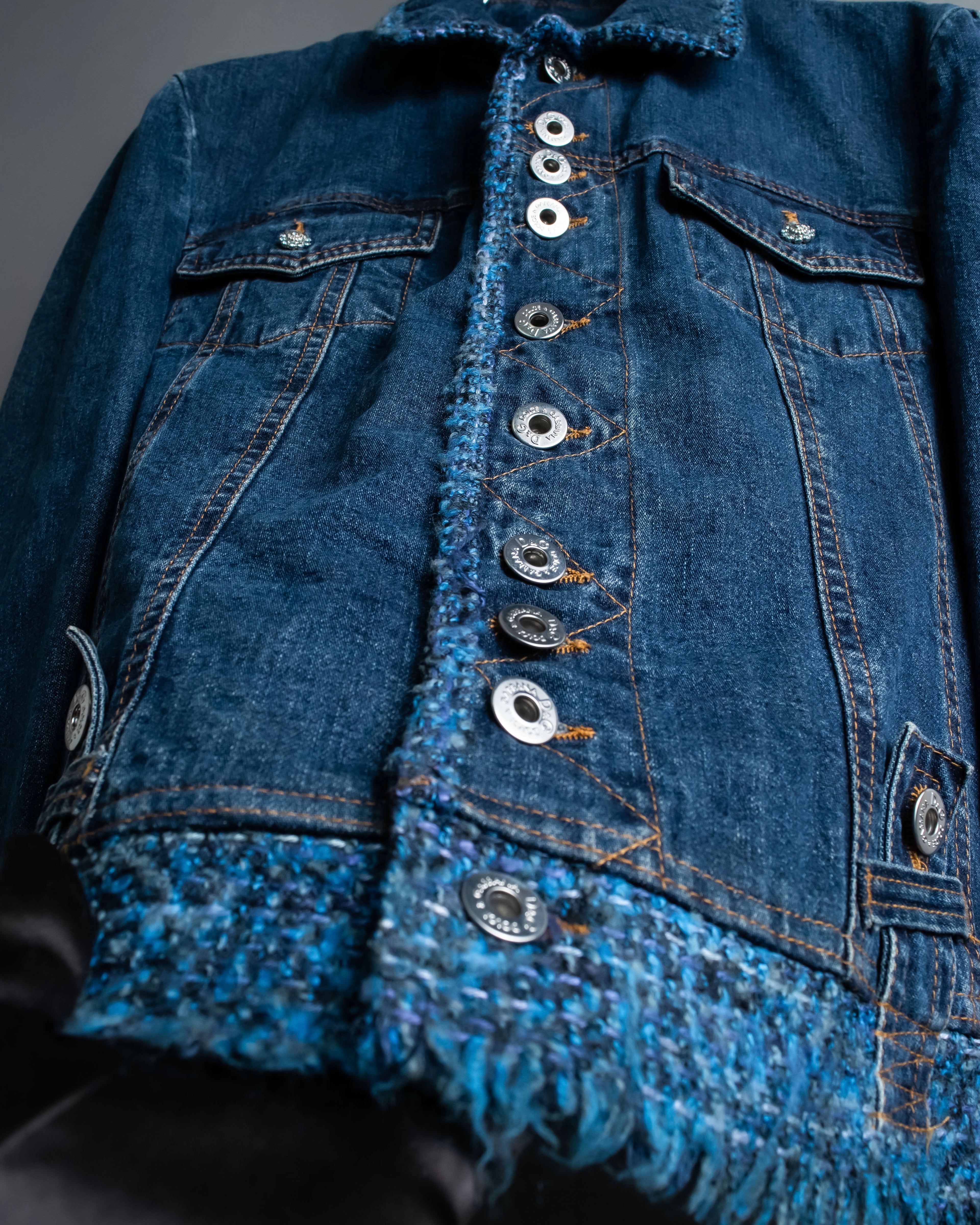 “D&amp;G” Tweed attached bijou button denim jacket